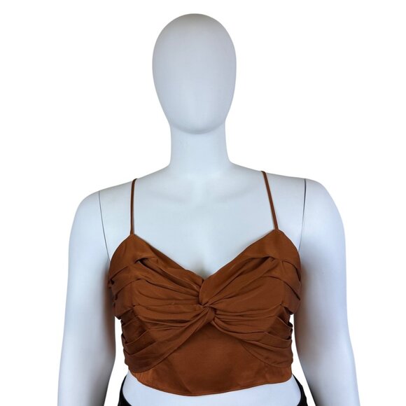 Express Womens Burnt Orange Polyester Ruched Front Cami Top Adjustable Straps XL - Picture 1 of 6